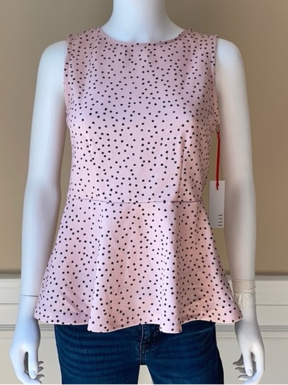 Elle Pale Pink Sleeveless Top with Black Spot Print